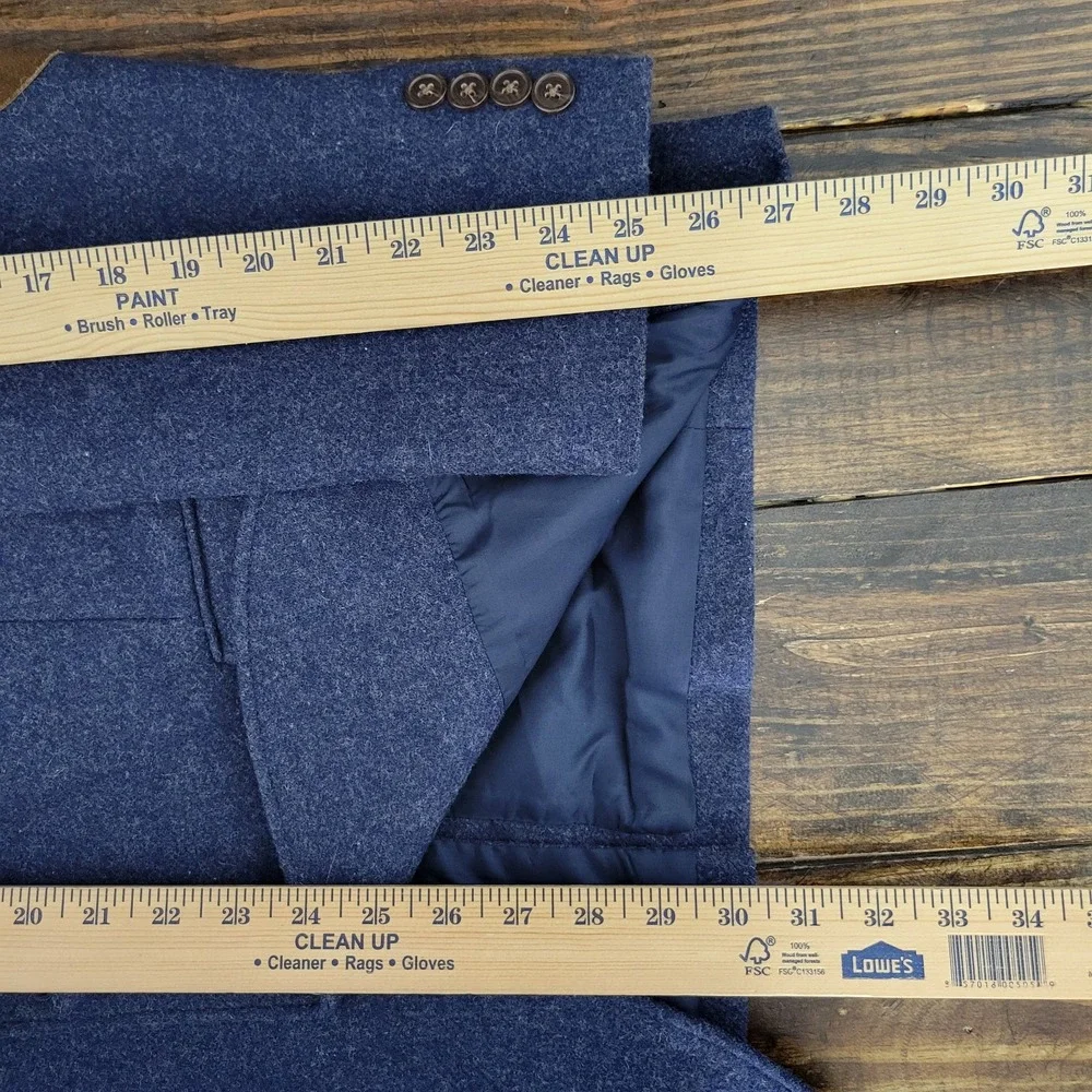 J.Crew‎ Men's Tweed Sport Coat Blazer Two Button Twill Navy Wool Blend 44R